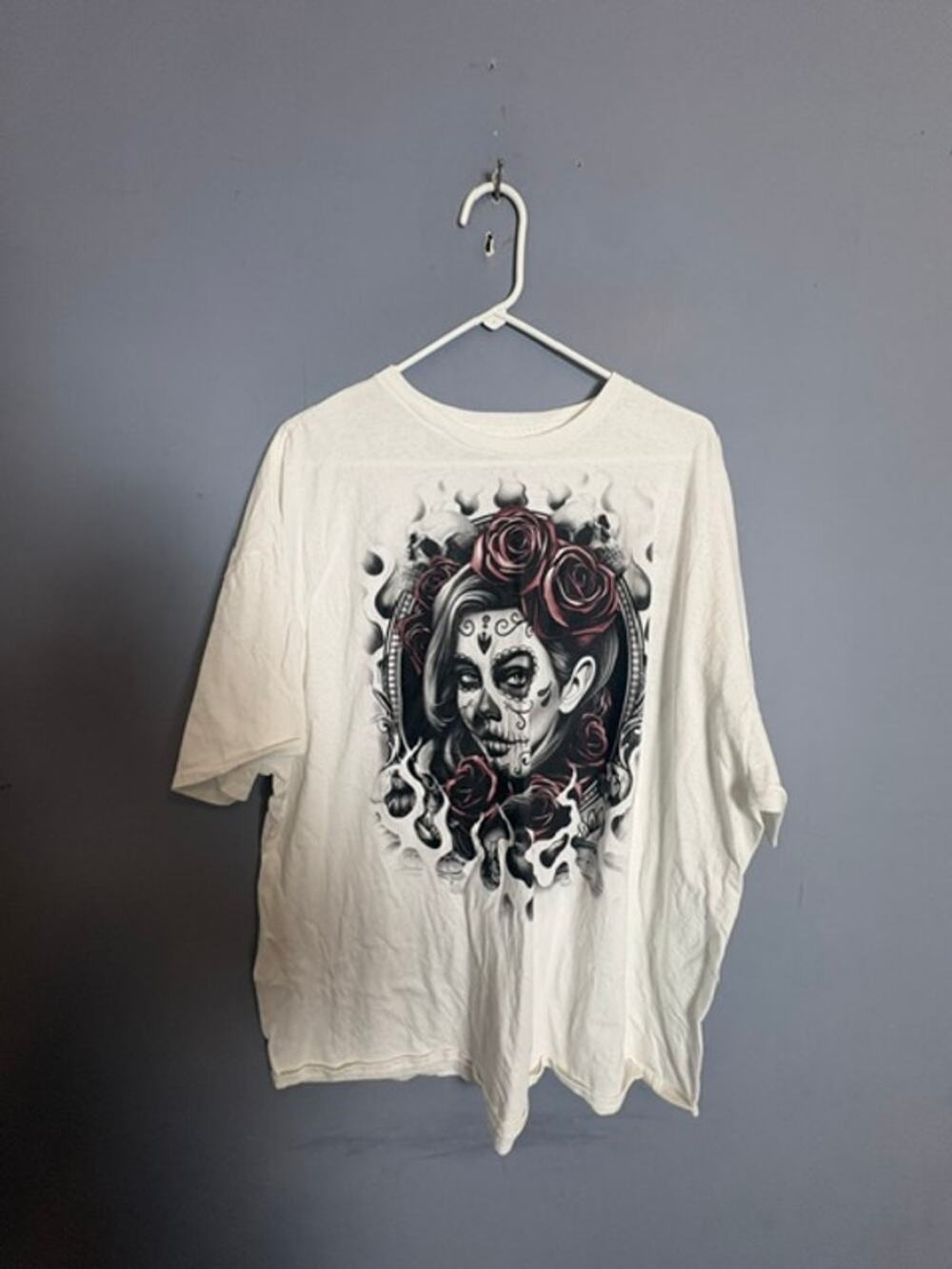 DOM It Is About The Art Mens Sugar Skull Rose Graphic T Shirt 3XL